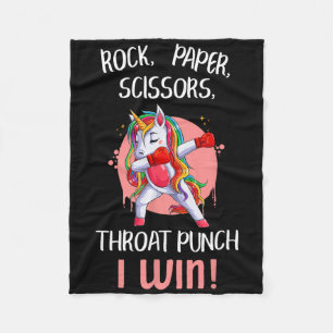Cobertor De Velo A tesoura de papel Rock Grita Punch I Win Unicorn