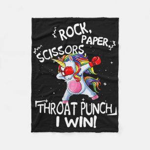 Cobertor De Velo A tesoura de papel Rock Grita Punch I Win Unicorn