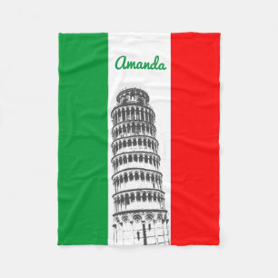 Cobertor De Velo A Torre de Pisa e a Bandeira italiana