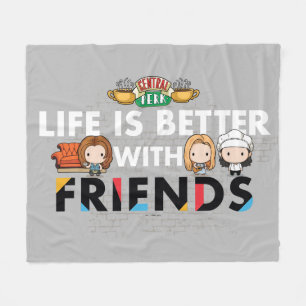 Cobertor De Velo A Vida é Melhor com AMIGOS™ Arte Chibi