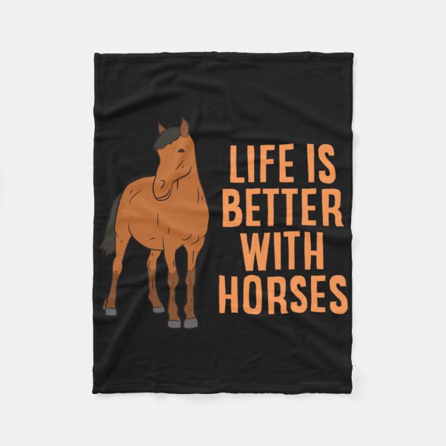 Cobertor De Velo A Vida É Melhor Com Cavalos Engraçados. (Frente)