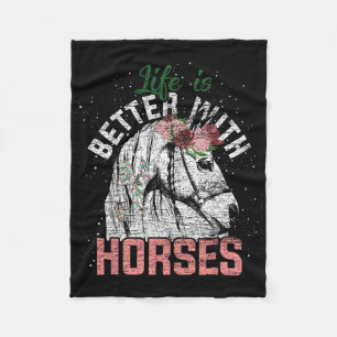 Cobertor De Velo A Vida É Melhor Com Cavalos Que Andam Contra A Flo