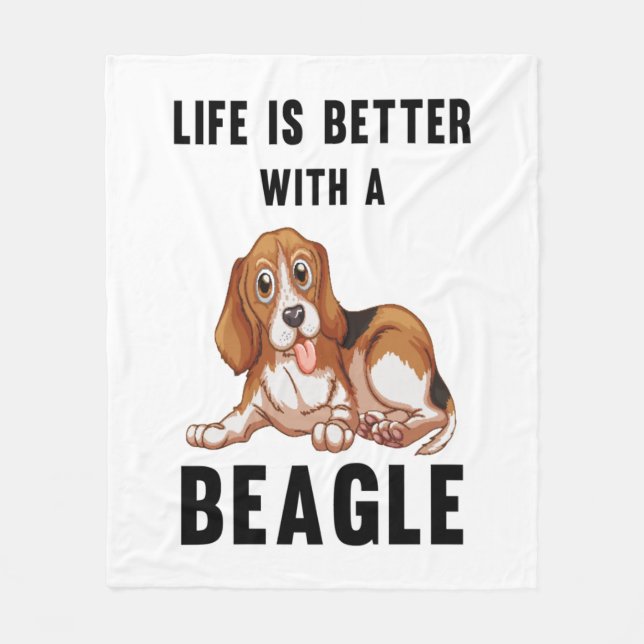 Cobertor De Velo A vida é melhor com um beagle (Frente)
