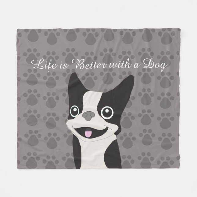 Cobertor De Velo A Vida é Melhor com um Cachorro (Frente (Horizontal))