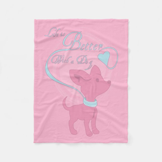 Cobertor De Velo A Vida É Melhor Com Um Cachorro (Frente)