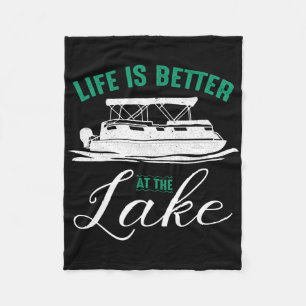 Cobertor De Velo A Vida É Melhor No Lago Barco Pontão Camiseta
