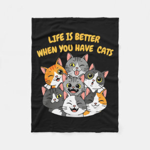 Cobertor De Velo A Vida É Melhor Quando Você Tem Gatos