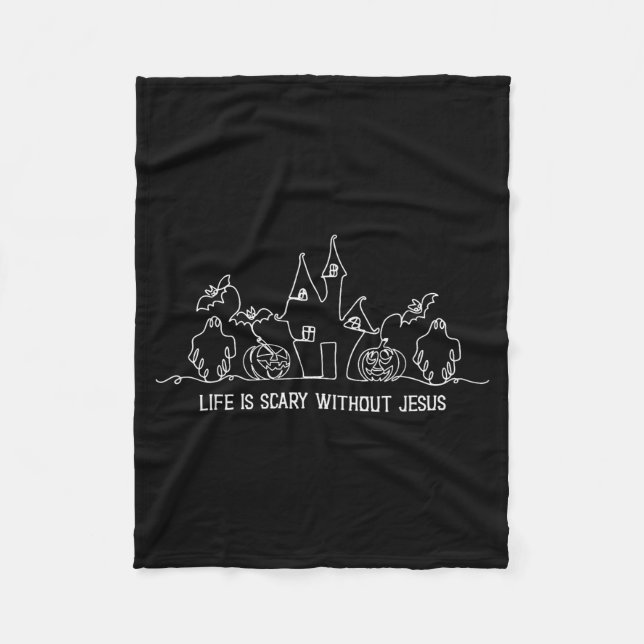 Cobertor De Velo A Vida É Y Sem Jesus Fé Cristã Halloween  (Frente)