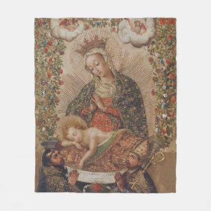 Cobertor De Velo A Virgem Adorando o Natal da Criança Cristo