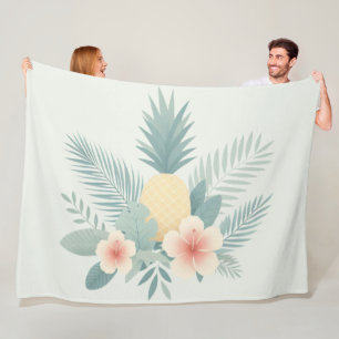 Cobertor De Velo Abacaxi floral e havaiano