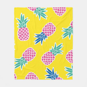 Cobertor De Velo Abacaxi Frenzy: Bright Cartoon Vintage.