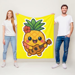 Cobertor De Velo Abacaxi Kawaii sorridente - Tropical