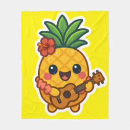 Cobertor De Velo Abacaxi Kawaii sorridente - Tropical