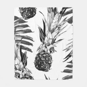Cobertor De Velo Abacaxis, folhas tropicais da selva. Bela costura