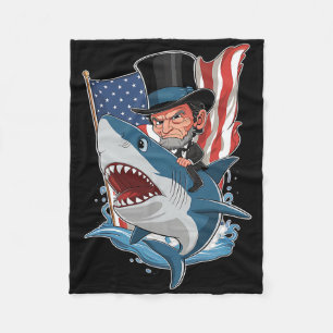 Cobertor De Velo Abe Lincoln Riding Shark Incrível Quarto De Julho