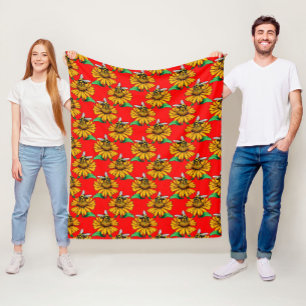 Cobertor De Velo Abeelha no Design de Padrão de Flor de Girassol Ve