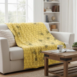 Cobertor De Velo Abelhas de Mel Amarelo e Pentes de mel