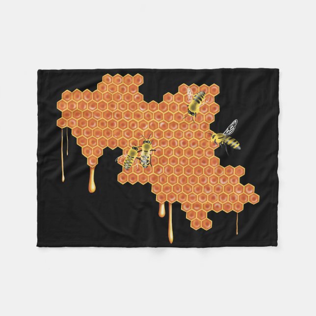 Cobertor De Velo Abelhas de mel em mel, bebendo mel, abelha (Frente (Horizontal))
