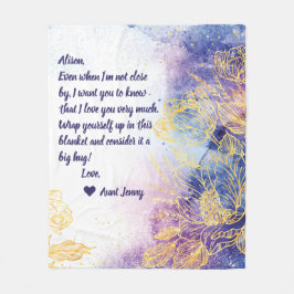 Cobertor De Velo Abertura da Cor da Água Azul com Flores Douradas +