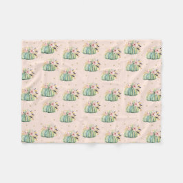 Cobertor De Velo Abóbora azul queda floral aquarela outono elegante