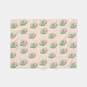 Cobertor De Velo Abóbora azul queda floral aquarela outono elegante