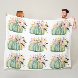 Cobertor De Velo Abóbora azul queda floral aquarela outono elegante