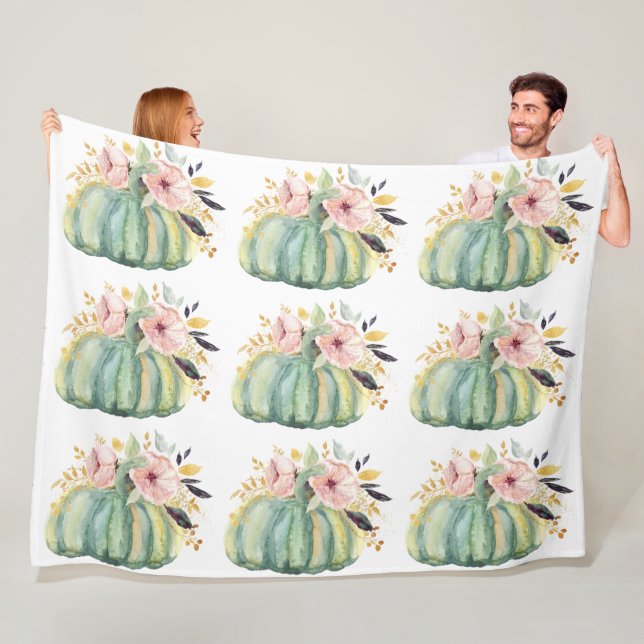 Cobertor De Velo Abóbora azul queda floral aquarela outono elegante (In Situ)