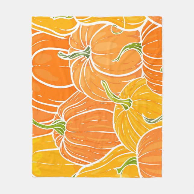 Cobertor De Velo Abóbora de cartoon, padrão de outono fofo. (Frente)