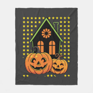 Cobertor De Velo Abóbora de Halloween Casa Assombrada Estrela Fofa