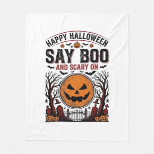 Cobertor De Velo Abóbora de Halloween Diz Boo Assustador Vintage_1