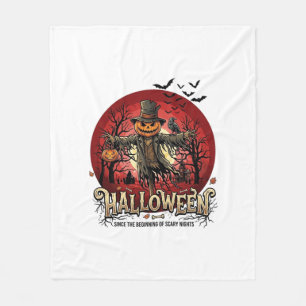 Cobertor De Velo Abóbora de Halloween Espantalho Corvo Morcegos_1