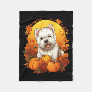 Cobertor De Velo Abóbora Westie Cachorro Halloween Dia de Ação de G