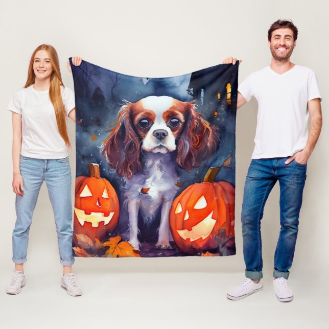 Cobertor De Velo Abóboras de Halloween do Cavalier King Charles Spa (In Situ)
