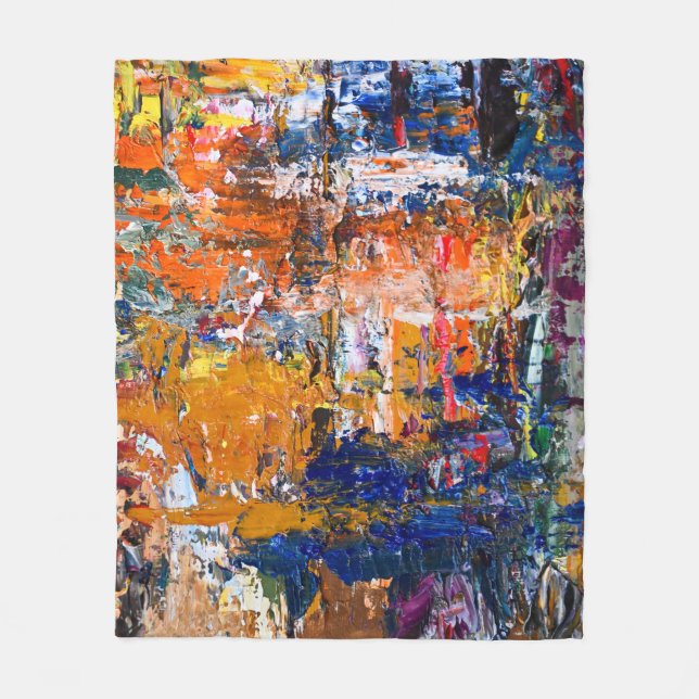 Cobertor De Velo Abstração vívida - Caos de Tintas de Óleo no Pa do (Frente)