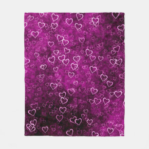 Cobertor De Velo Abstract beautiful hearts on distressed purple bac