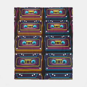 Cobertor De Velo Abstract Cassette tape neon retro music of backgro