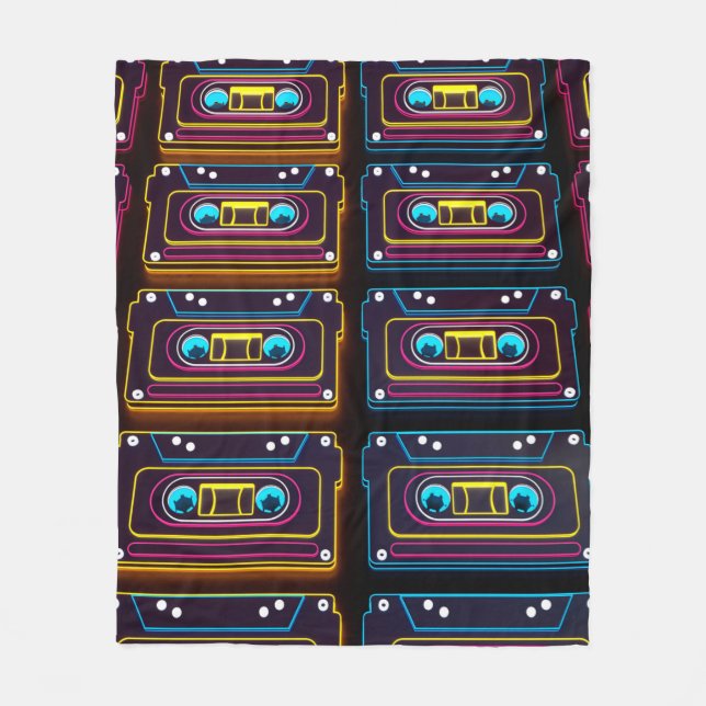 Cobertor De Velo Abstract Cassette tape neon retro music of backgro (Frente)