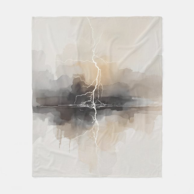 Cobertor De Velo Abstract Lightning in Neutrals Print (Frente)
