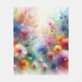 Cobertor De Velo Abstract Watercolor Florals Print
