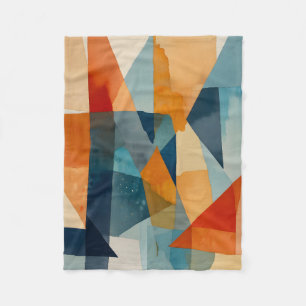 Cobertor De Velo Abstrato Ângulos de Azul e Laranja