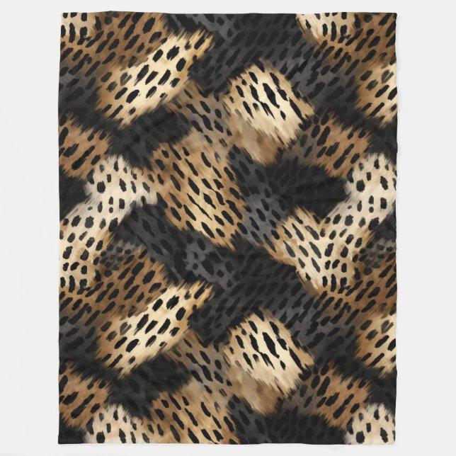Cobertor De Velo Abstrato-animal-leopardo-negro (Frente)