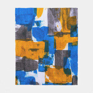 Cobertor De Velo Abstrato azul, laranja e cinza