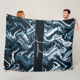 Cobertor De Velo Abstrato Blue Wave