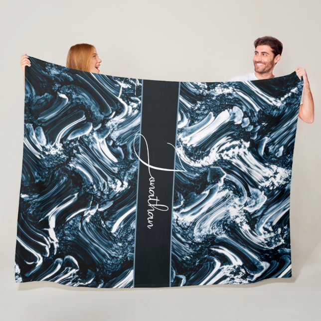 Cobertor De Velo Abstrato Blue Wave (In Situ)