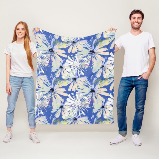 Cobertor De Velo Abstrato camomiles num fundo azul. (In Situ)