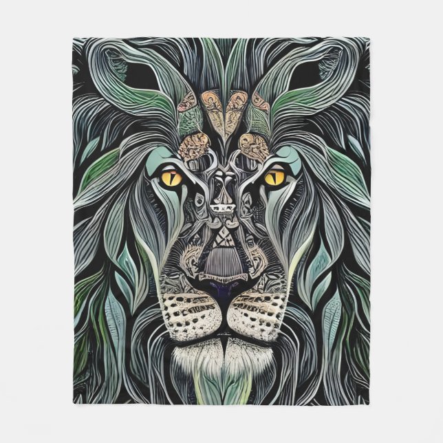 Cobertor De Velo Abstrato Chique King Lion (Frente)