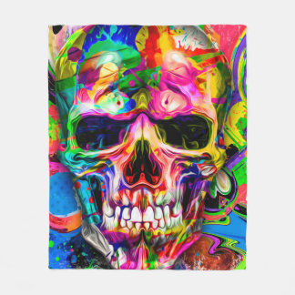 Cobertor De Velo abstrato cor de fundo com crânio colorido