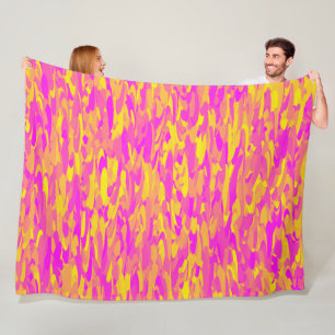 Cobertor De Velo Abstrato cor-de-rosa amarelo-amarelo