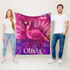 Cobertor De Velo Abstrato cor-de-rosa-branco Flamingo personalizado