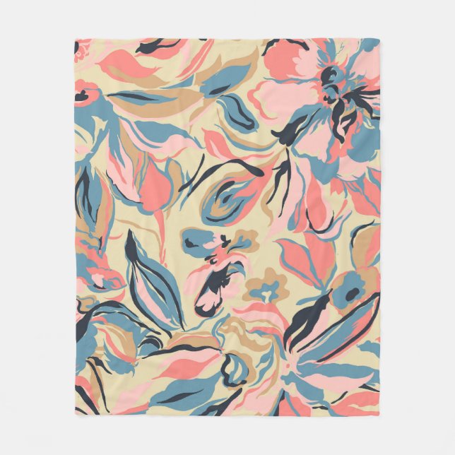 Cobertor De Velo Abstrato: creme floral geométrico. (Frente)